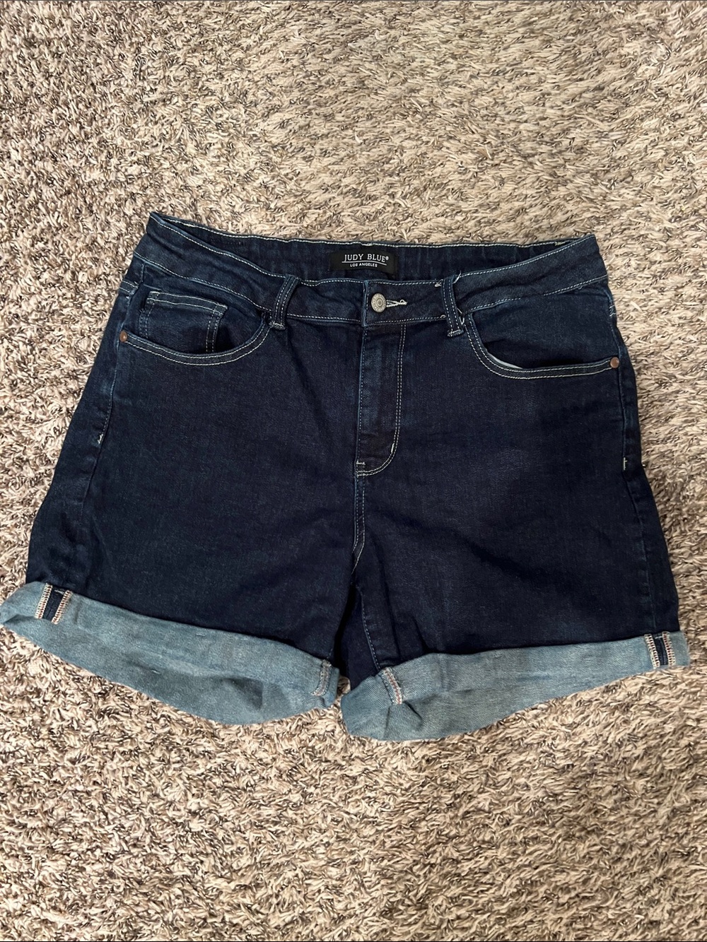 Judy Blue Dark Indigo Rolled Hem Denim Shorts